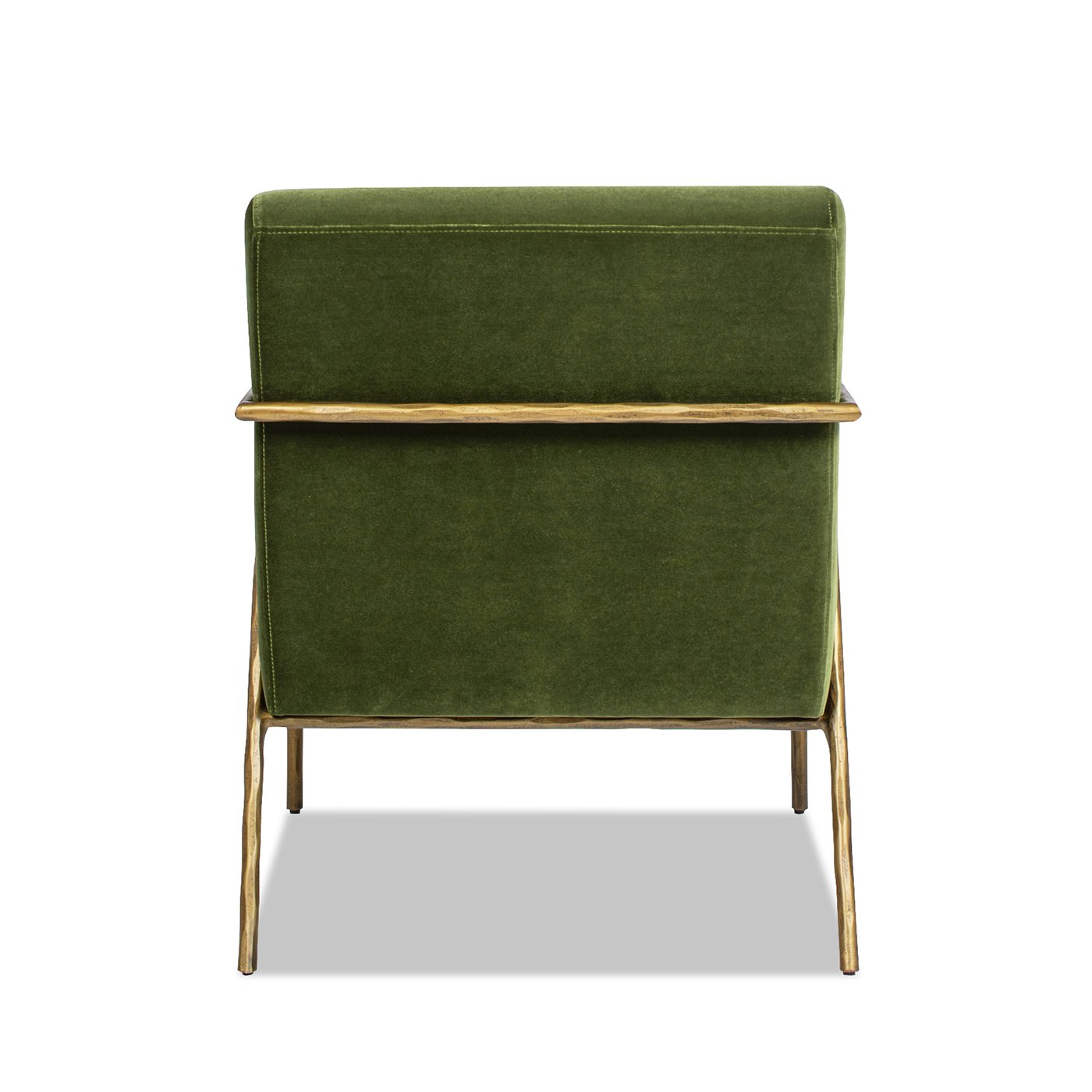 Aerin - Hammered Brass Upholstered Accent Arm Chair - Olive Green - Image 4