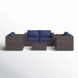 Patio Sofa Set With Cushions Wicker, Seating For 4 - Brown