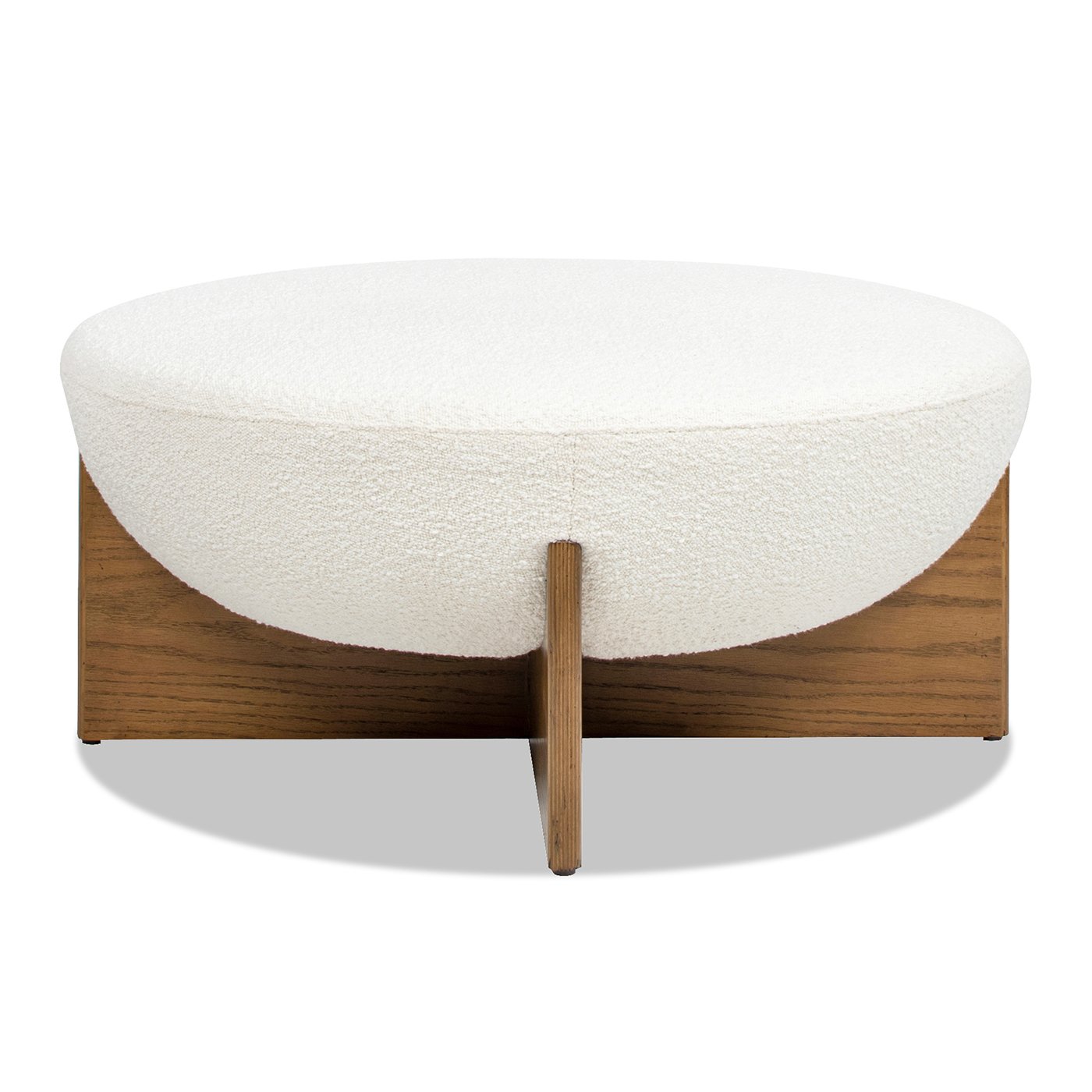 Bali - Round Upholstered Cocktail Ottoman - Natural / Ivory White - Image 4