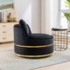 360 Degree Swivel Accent Chair With Soft Cushion For Living Room, Bedroom, Office - Black - Image 21