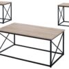 3 Pieces Table Set, Coffee, End, Side, Accent - Brown / Black - Image 2