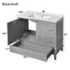36" Bathroom Vanity With Solid Pine Frame And Soft Close Storage - Gray - Image 3