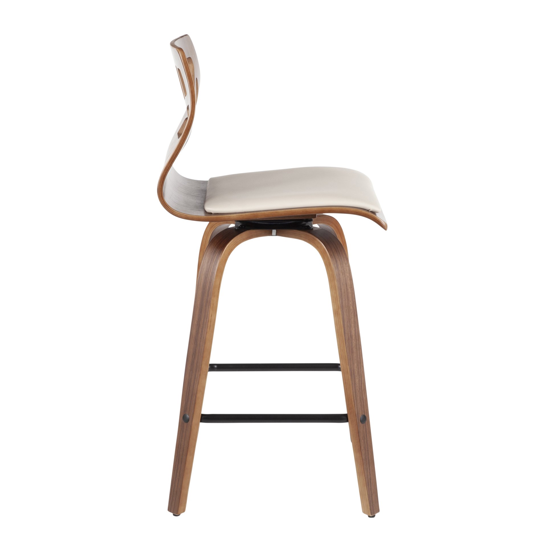 Folia - Mid-Century Modern Counter Stool (Set of 2) - Walnut / Cream - Image 3