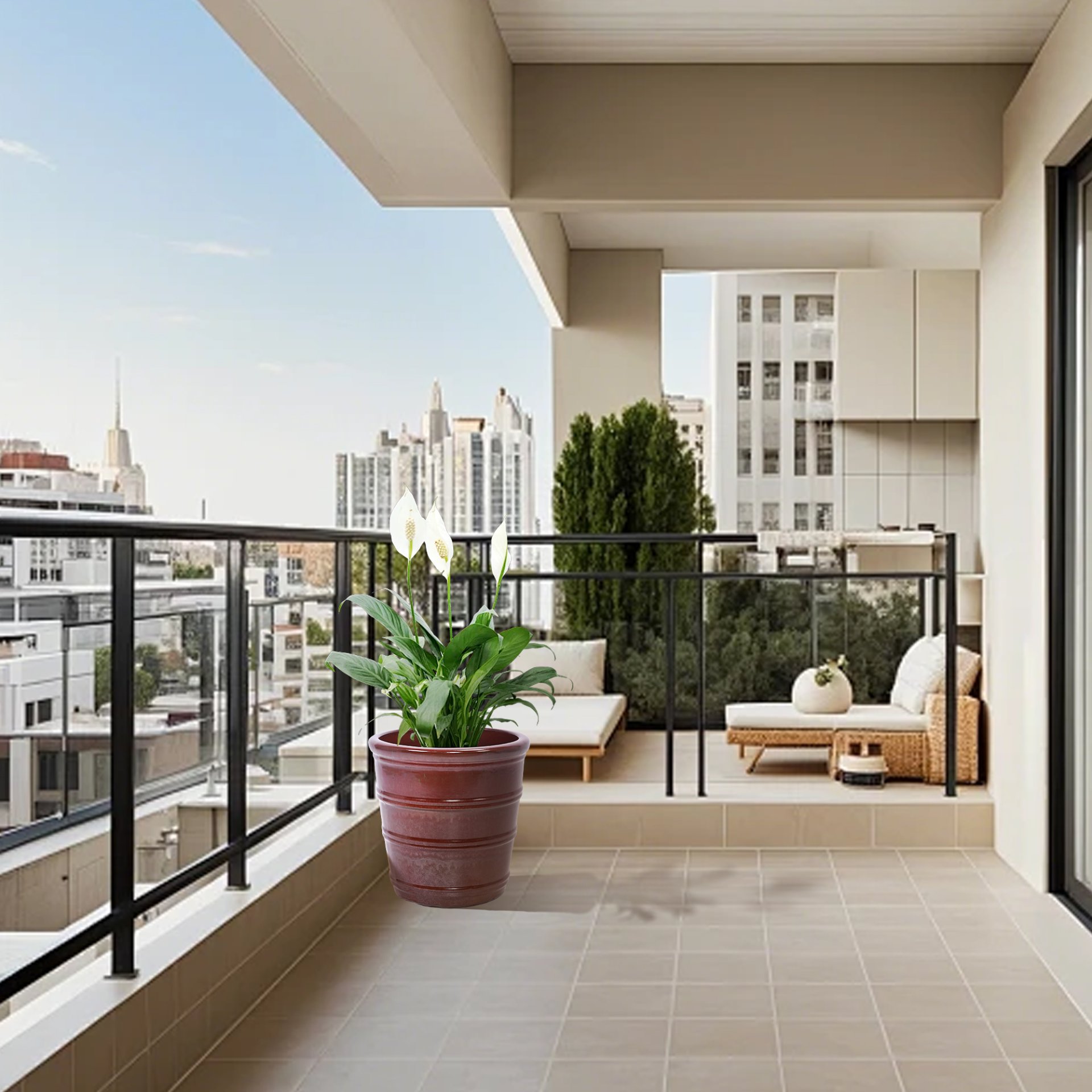 3 Pieces Ceramic Flowerpot, Planter For Patio, Garden Or Windowsills - Bean Paste Red - Image 4