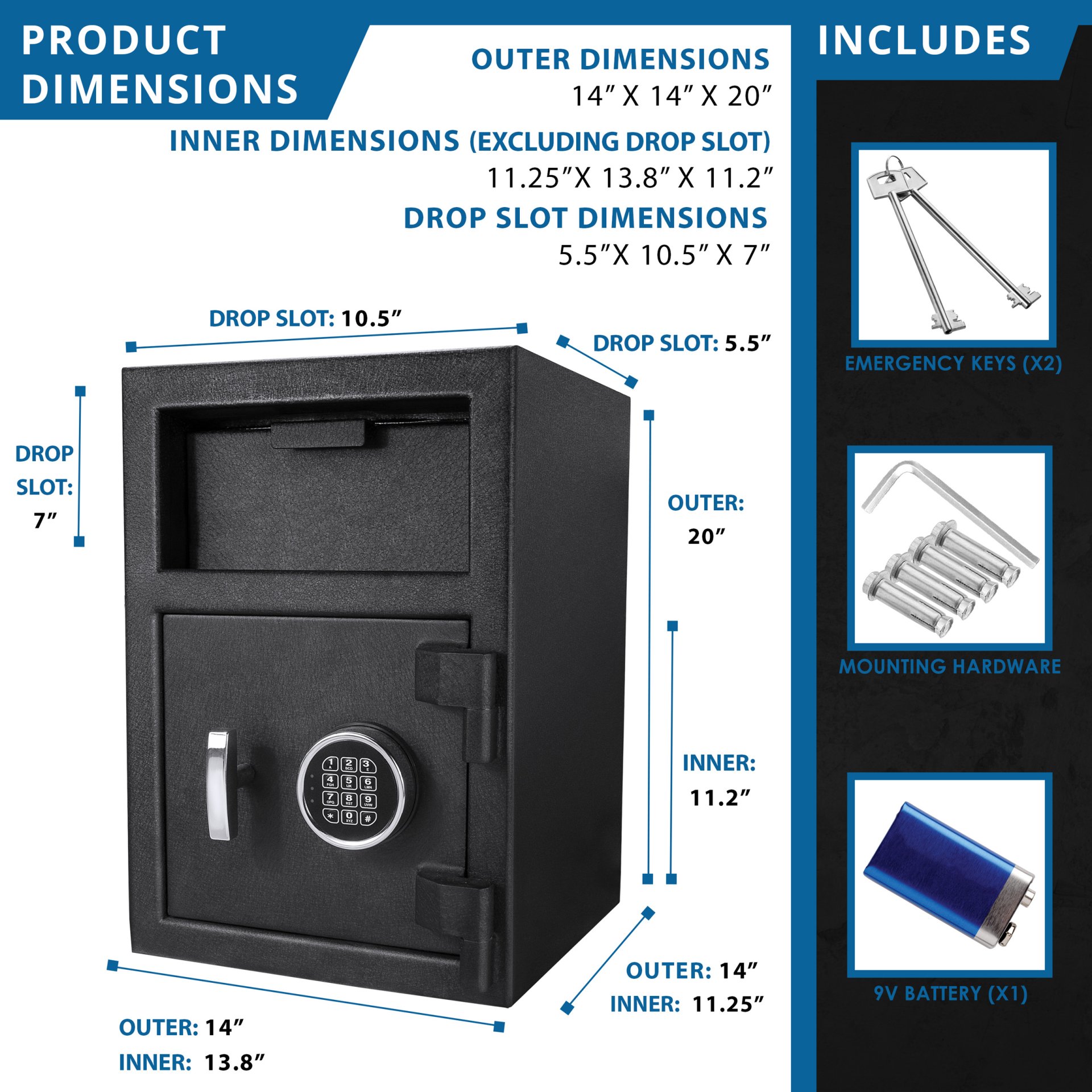 Dx200 Keypad Depository Safe - Black - Image 3