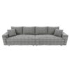 Plush Corduroy 4 Seat Sofa, Modern Comfy Upholstered Sofa Cloud Couch, Deep Seat Couches With Soft Pillows, Convertible Deep Seat Sofa Lounge Chair For Living Room Bedroom, Apartment, Office - Black - Image 8
