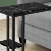 Accent Table, C - Shaped, Marble Look Contemporary & Modern - Black - Image 8