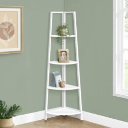 Bookshelf, Bookcase, Etagere, Corner, 4 Tier, Office, Contemporary & Modern - White