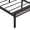 Full Size Metal Platform Bed Frame With Upholstery Storage Headboard And USB Liner - Beige / Black - Image 7