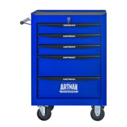 Rolling Metal Tool Chest With 5 Drawers, 20" Steel Storage Cabinet With Ball Bearing Slides - Black / Blue
