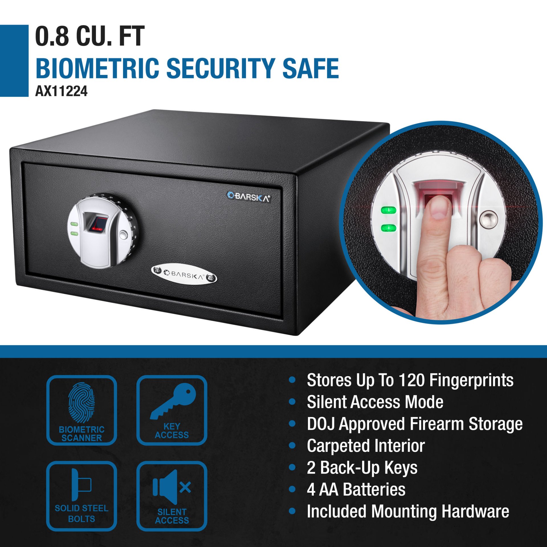 0 79 Cu Ft Biometric Security Safe - Black - Image 10