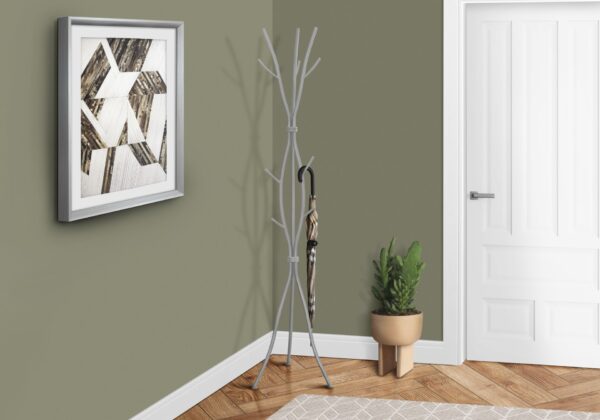 Coat Rack, Hall Tree, Free Standing, 11 Hooks, Entryway, Contemporary & Modern - Silver