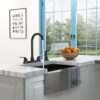 Kitchen Sink Faucet With 2 Handles And Pull Out Side Sprayer - Matte Black - Image 4