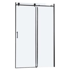 Single Sliding Bypass Shower Door Enclosure With Tempered Glass - Matte Black