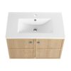 Modern Wall Mounted 30" Bathroom Vanity With Ceramic Sink And Soft Closing Doors - Oak - Image 13