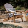 Outdoor Adirondack Chair Cushion With Water Resistant Fabric And Ties - Gray - Image 2