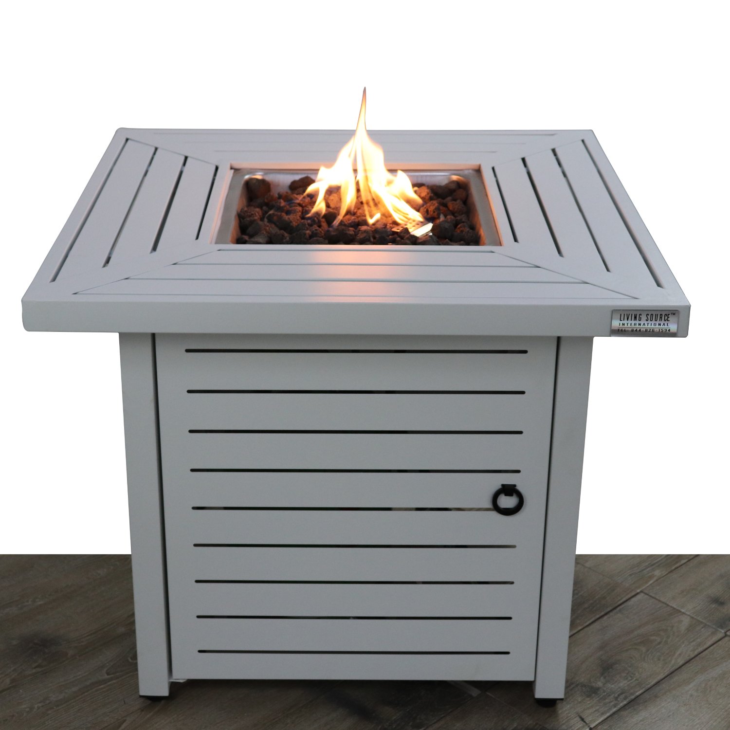Outdoor Fire Pit Table With Lid - White Line - Image 2