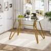Modern Rectangular Glass Dining Table With Sturdy Metal Legs For Dining Room, Living Room, And Office - Gold - Image 4