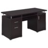 Office Computer Desk With 2 Drawers, Adjustable Shelf, Slide Out Keyboard Tray - Cappuccino - Image 5