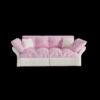 Queen Pull Out Sofa Bed, 3 In 1 Convertible Sleeper Tufted Sofa With 2 Soft Pillows - Pink - Image 12