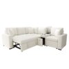 Modular L Shaped Convertible Sofa Bed With Pull Out Bed, Cup Holders & Storage - White - Image 19