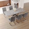 Elegant Extendable Dining Table Set With C Shaped Tube Chairs - Gray - Image 10