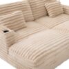 Upholstered Oversized Double Chaise Lounge Sofa With USB Ports And Cup Holders - Champagne - Image 25