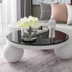 38.6" Round Tempered Glass Table Top Glass 1 / 2" Thick Beveled Polished Edge - Black