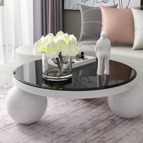 38.6" Round Tempered Glass Table Top Glass 1 / 2" Thick Beveled Polished Edge - Black