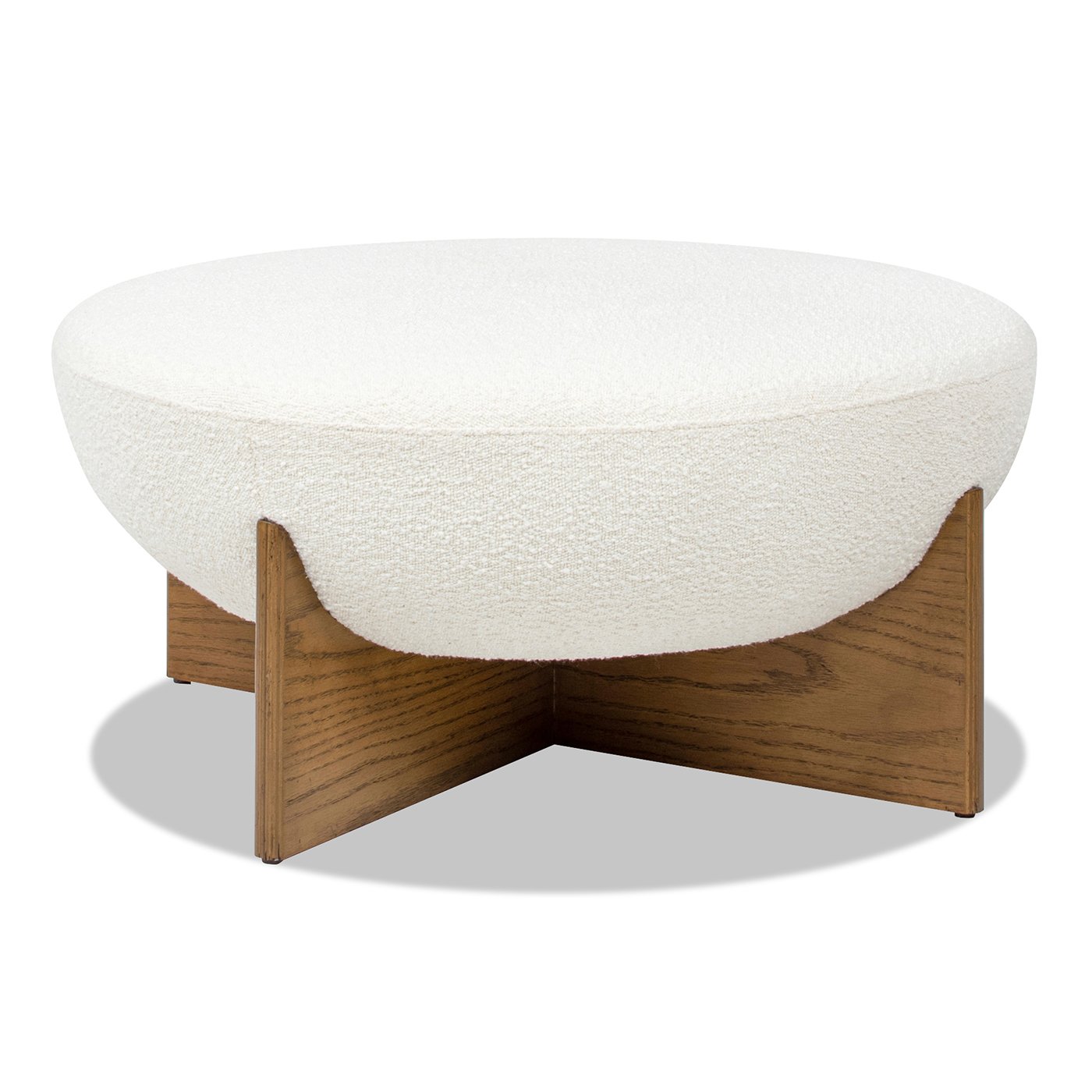 Bali - Round Upholstered Cocktail Ottoman - Natural / Ivory White - Image 3