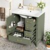 30" Bathroom Vanity With Sink And Ample Storage - Olive Green - Image 6