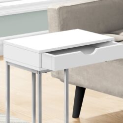 Accent Table, C - Shaped Modern - White