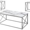 Table Set, Coffee, End, Side, Accent, Living Room, Marble Look Laminate, Contemporary & Modern (Set of 3) - White - Image 2