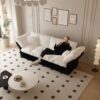 Queen Pull Out Sofa Bed, 3 In 1 Convertible Sleeper Tufted Sofa With 2 Soft Pillows - Beige - Image 9