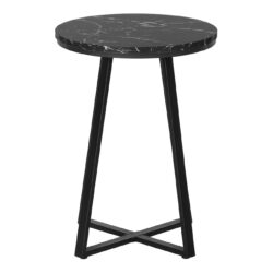 Accent Table, Side, Round Marble Look Contemporary & Modern - Black