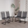 Modern Dining Chairs With High Back Upholstery, C Shaped Tube Design Metal Legs (Set of 2) - Gray - Image 10