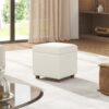Upholstered Storage Ottoman - Ivory White - Image 6