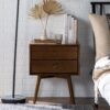 Mid-Century Modern Double Drawer Nightstand - Walnut - Image 5