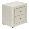 Nightstand, Storage Drawer, Upholstered, Transitional - Beige - Image 2