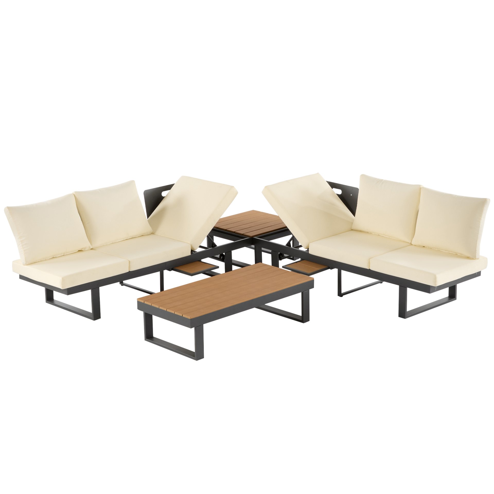 Outdoor Sectional Sofa Set With Adjustable Reclining Seats For Backyard - Beige - Image 25