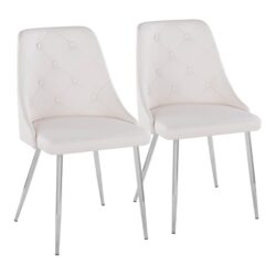 Marche - Contemporary Dining Chair (Set of 2) - Chrome / White