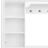 Hall Tree With Integrated Shoe Cabinet And Mirrored Cabinet Door, Coat Hanger, Entryway Bench, 4 In 1 Design, 2 Flip Drawers, 4 Hooks And 2 Cabinets For Entrance, Living Room - White - Image 14
