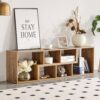 Minimalist 2 Pieces Cube TV Stand With Open Storage Shelves - Natural Wood - Image 8
