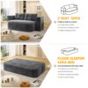 2 In 1 Foldable Sofa Plush Corduroy Sofa Convertible Floor Sofa Bed Deep Seating With Multi Functional Blanket Suitable For Living Rooms - Dark Gray - Image 16