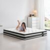 12" King Size Hybrid Mattress 7 Zoned Individual Pocket Spring Breathable Memory Foam Mattress - White / Black - Image 3