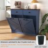 Double Tilt Out Trash Cabinet For 20 Gallon Trash Cans, Barn Door Laundry Sorter Cabinet - Antique Navy Blue - Image 7