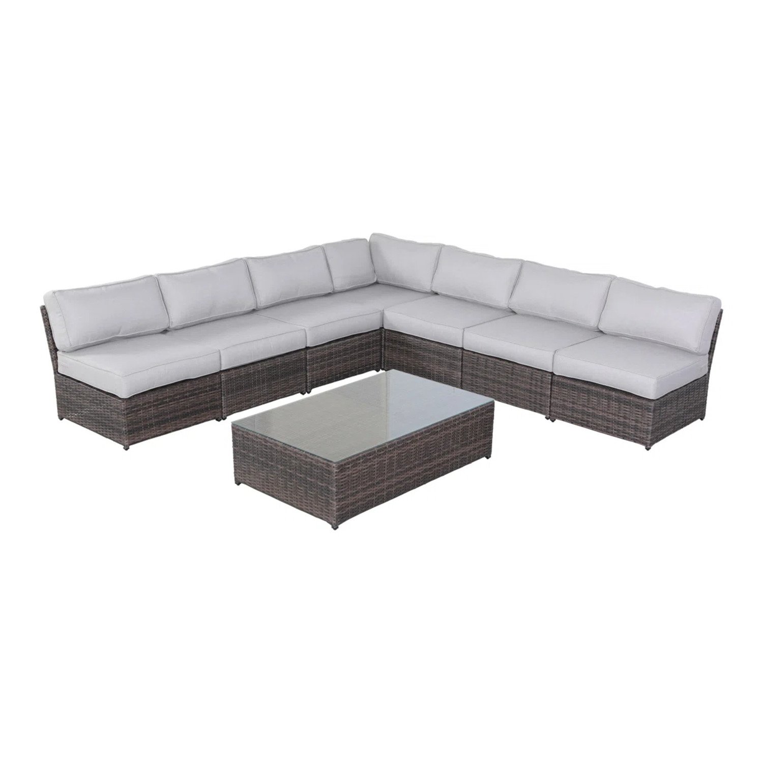 Outdoor Living Extra Wide Seating Set With Cushions And Glass Table - Brown - Image 8