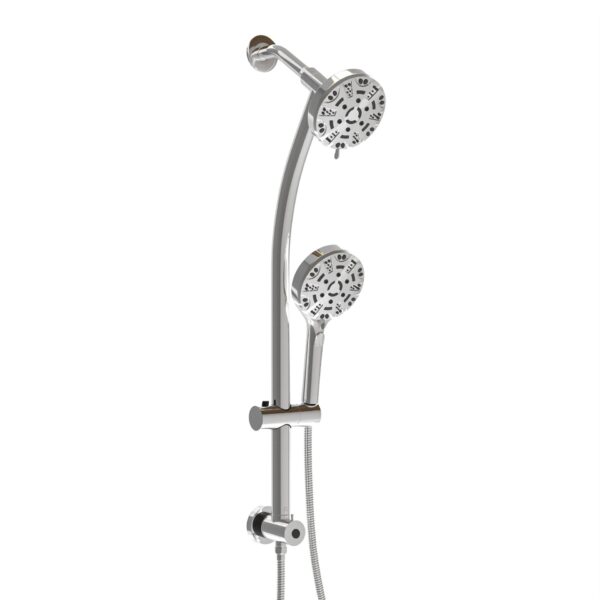 Multi Function Dual Shower Head Shower System With 4.7" Rain Showerhead, 8 Function Hand Shower, Adjustable Slide Bar - Chrome