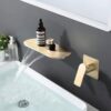 Modern Wall Mount Waterfall Bathtub Faucet With Easy Single Handle Control Stainless Steel - Brushed Gold - Image 5
