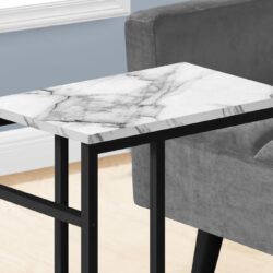 Accent Table, C - Shaped, Modern Design - White